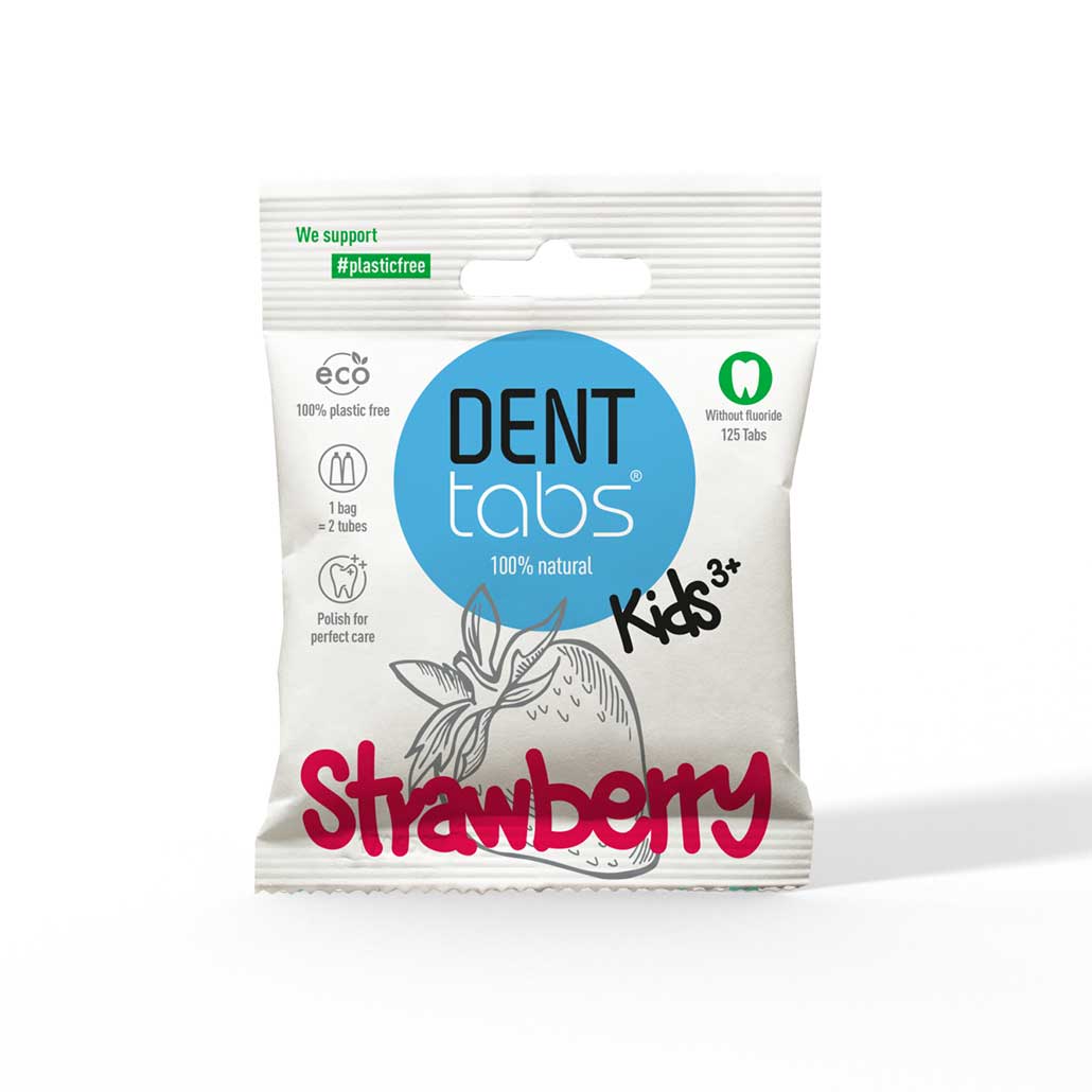 Denttabs + baby dental + Denttabs toothpaste tablets – Strawberry flavor Plastic Free 125 pieces without fluoride + 125 Tablets + discount