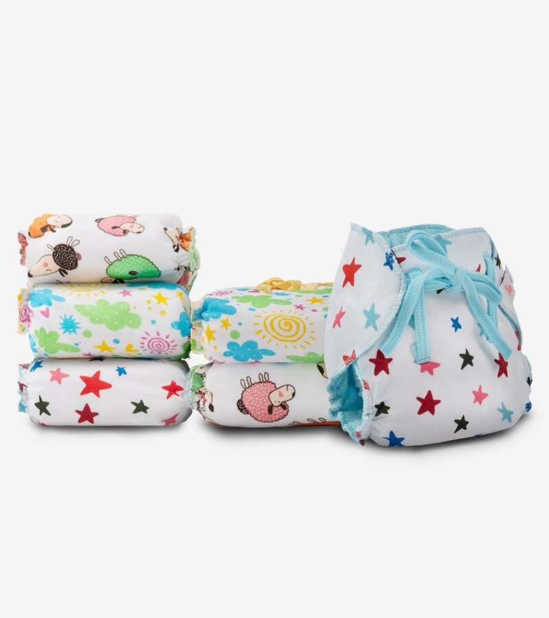 Superbottoms + baby diaper & wipes + Dry Feel Langot - Printed Pack of 6 + Size 1 ( For 3-7kg) + buy
