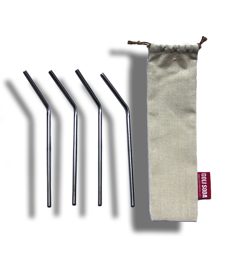 Goli Soda + accessories + Stainless Steel Bent Straws + Set of 4 + buy