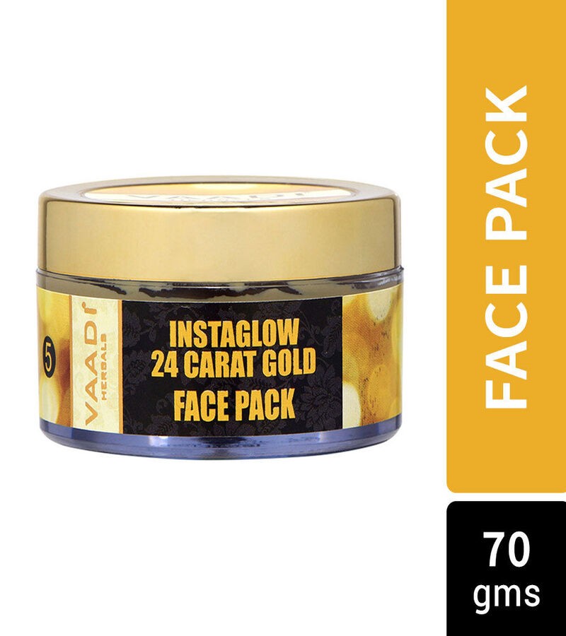 Vaadi Herbals + peels & masks + 24 Carat Gold Face Pack - Vitamin-E & Lemon Peel + 70g + shop