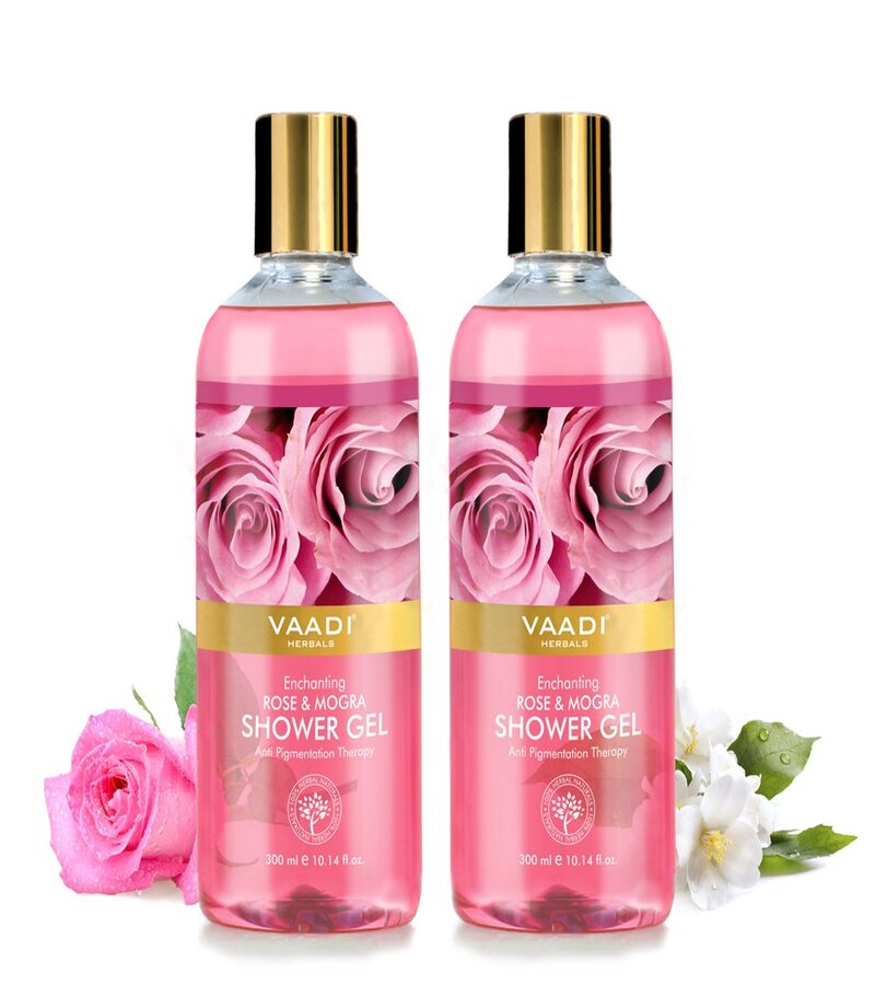 Vaadi Herbals + body wash + Enchanting Rose & Mogra Shower Gel + Pack of 2 + buy