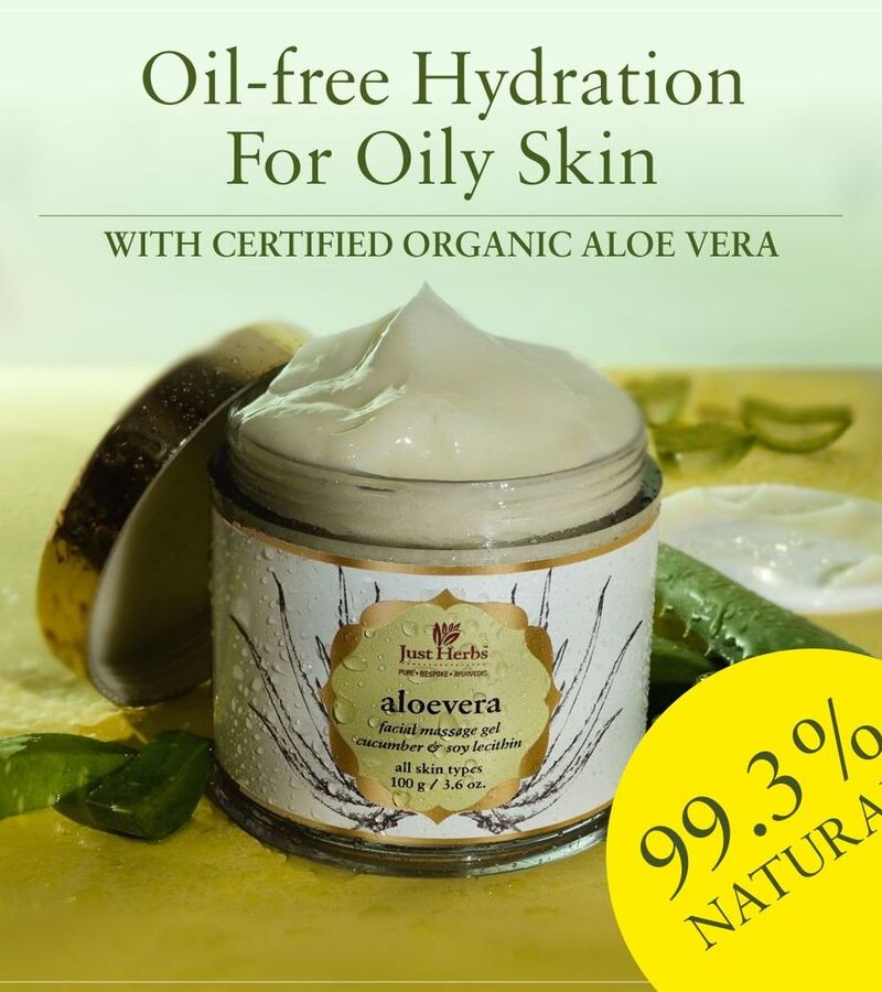 Just Herbs + toners + mists + Aloe Vera Facial Massage Gel + 100gram + discount