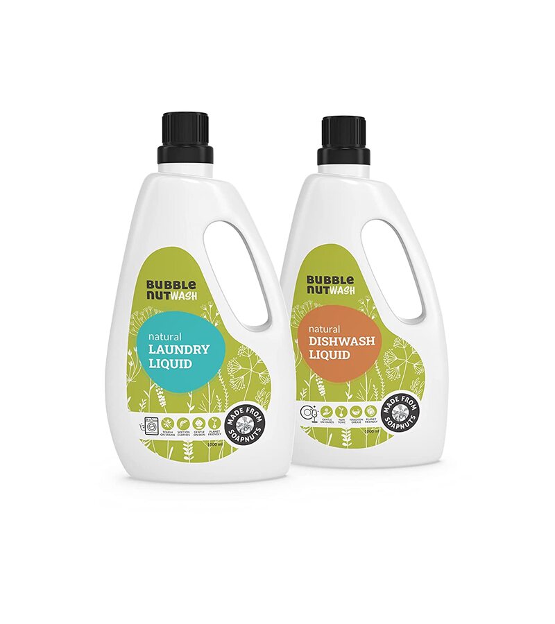 Bubble Nut Wash + laundry cleaners + Laundry Detergent Liquid+ Natural Dish wash Liquid + Pack of 2 + buy