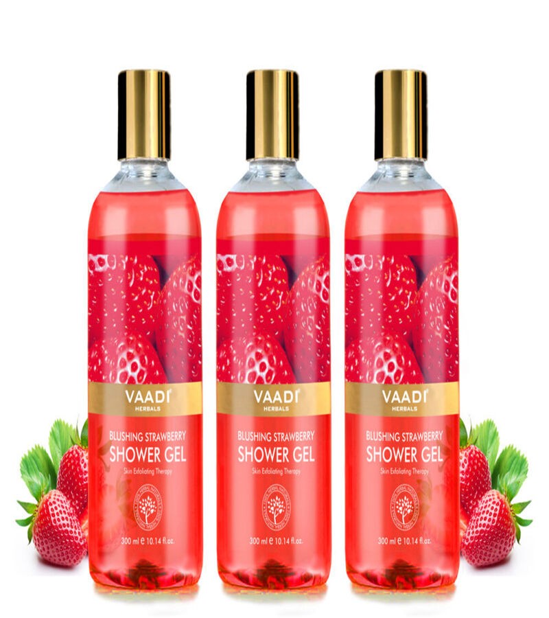 Vaadi Herbals + body wash + Blushing Strawberry Shower Gel + Pack of 3 + shop