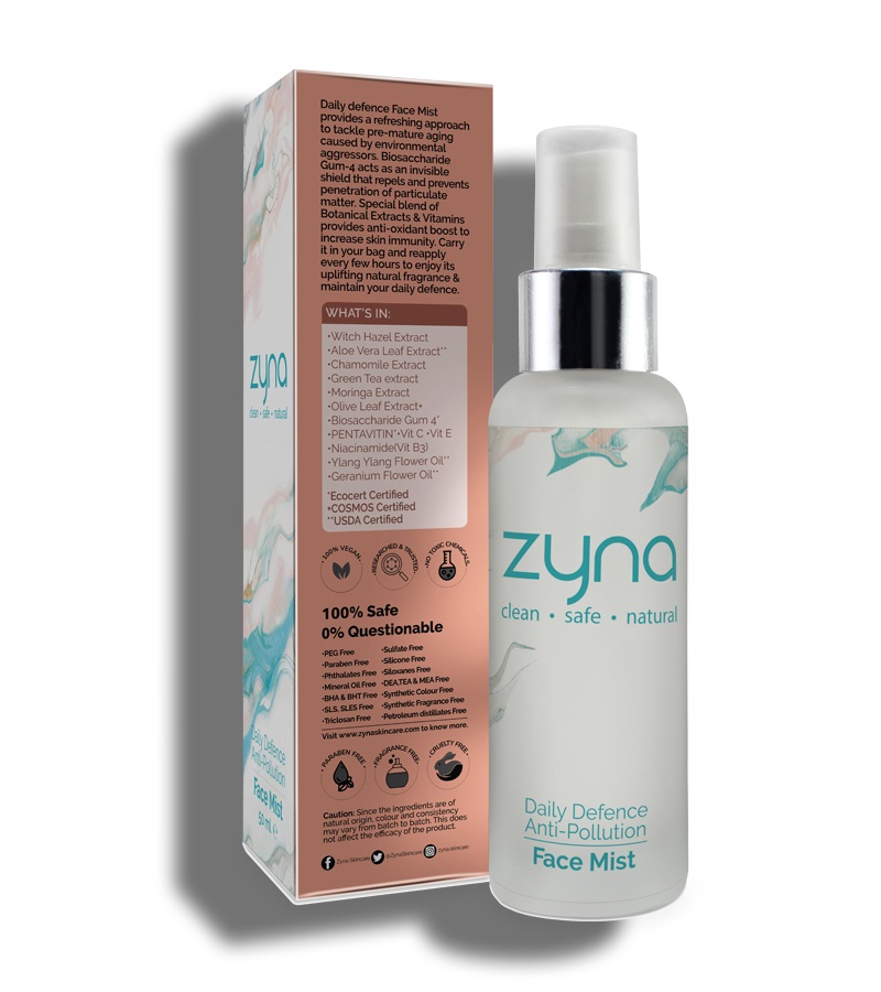 Zyna + toners + mists + Micellar water Cleanser and Face Mist Daily Defence + 100ml + online