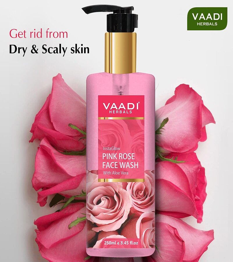 Vaadi Herbals + face wash + scrubs + Insta Glow Pink Rose Face Wash with Aloe Vera Extract + Pack Of 2 + discount