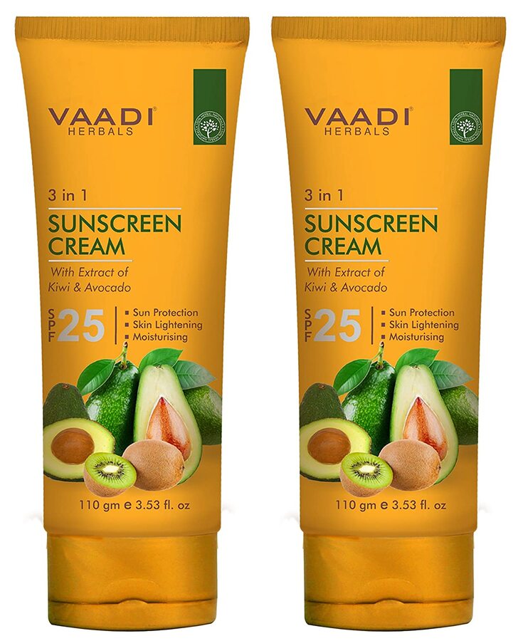 Vaadi Herbals + sun care + Sunscreen Cream Spf-25 with Extracts of Kiwi & Avocado + Pack of 2 + buy