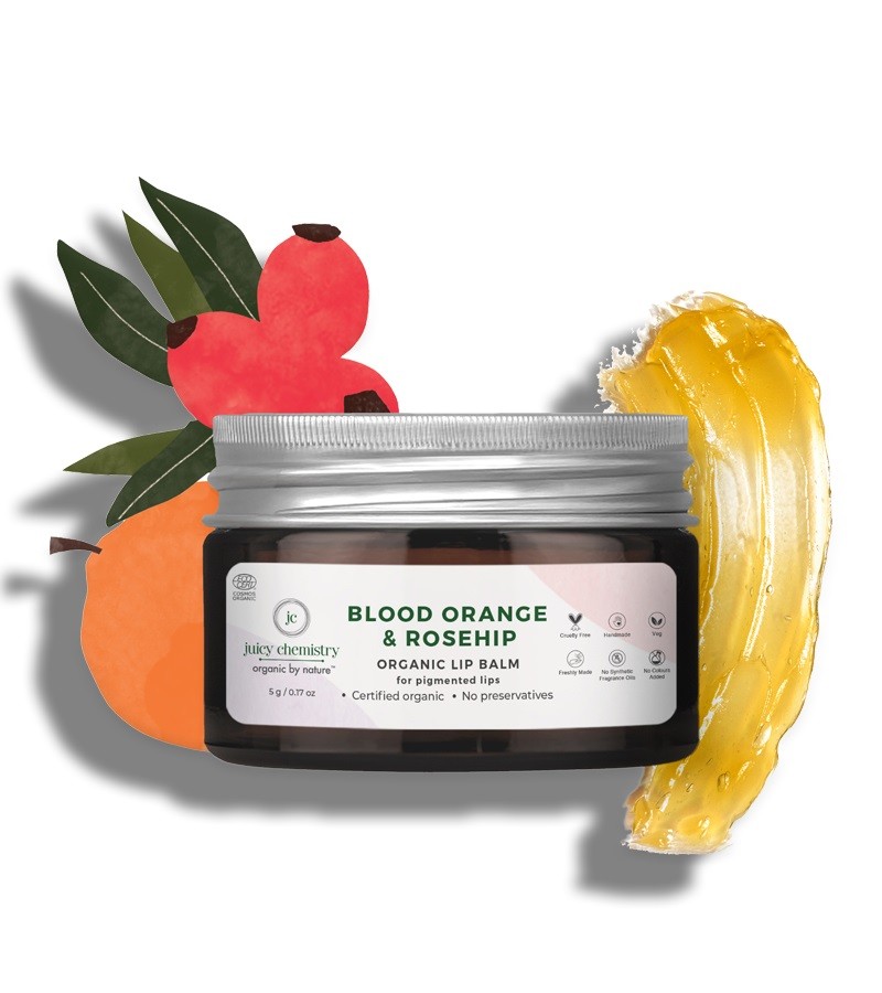 Juicy Chemistry + lip balms & butters + Organic Blood Orange & Rosehip Lip Balm + 5 gm + online