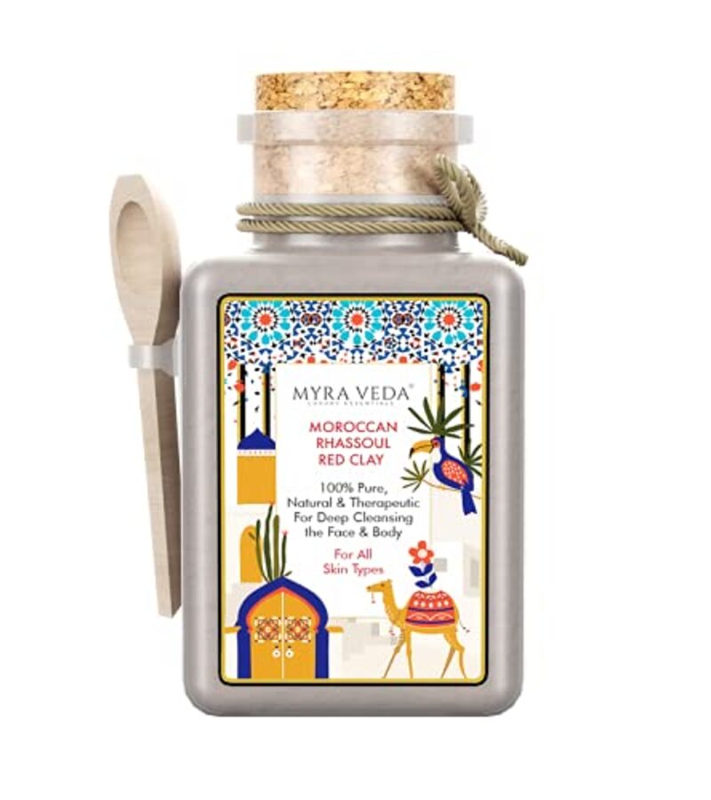 Myra Veda Luxury Essentials + peels & masks + Moroccan Rhassoul Red Clay + 100gm + buy