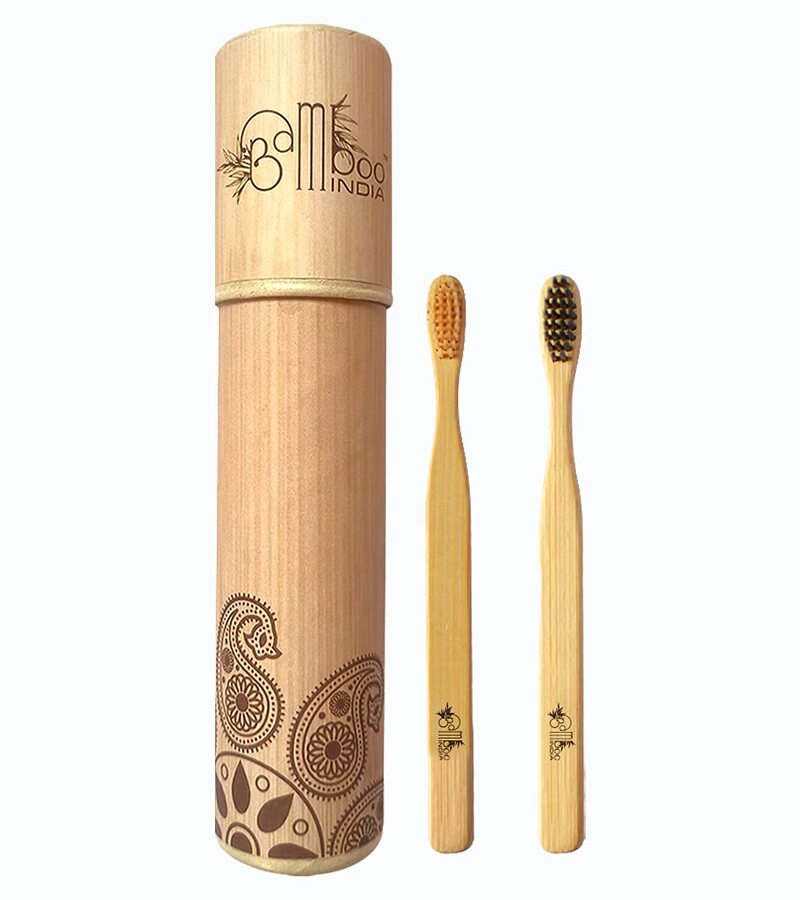 Bamboo India + tools + Bamboo Toothbrush  Kids with Soft Charcoal Bristles & Soft Natural Bristles + Pack of 2 + buy