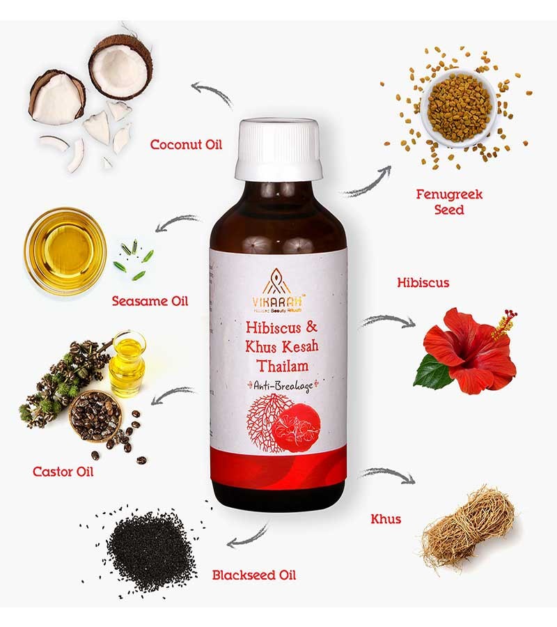 Vikarah + hair oil + serum + Hibiscus & Khus Kesah Thailam + 100 ml + online