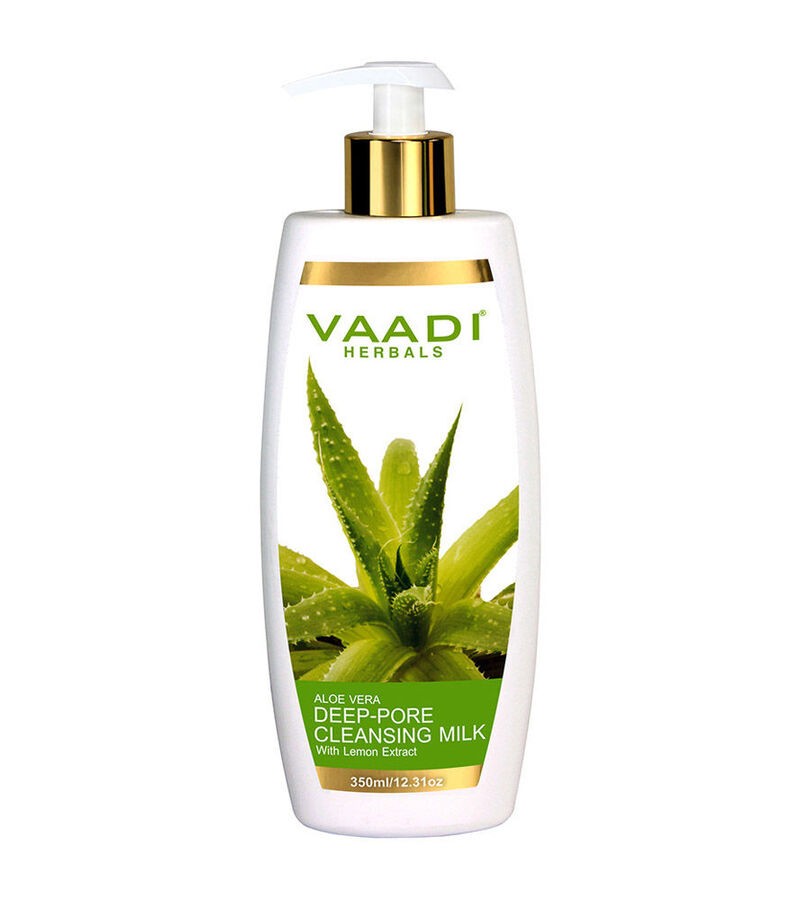 Vaadi Herbals + cleansers + Aloe Vera Deep Pore Cleansing Milk With Lemon Extract + 350ml + buy