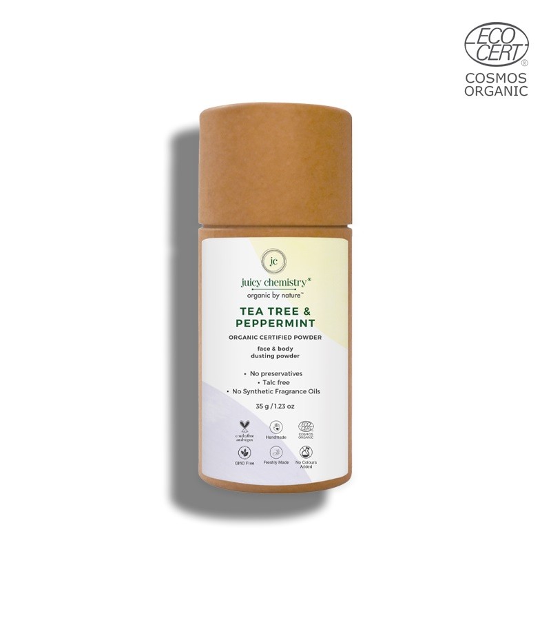 Juicy Chemistry + powder + Organic Tea Tree & Peppermint Powder Face & Body Dusting Powder + 35 gm + buy