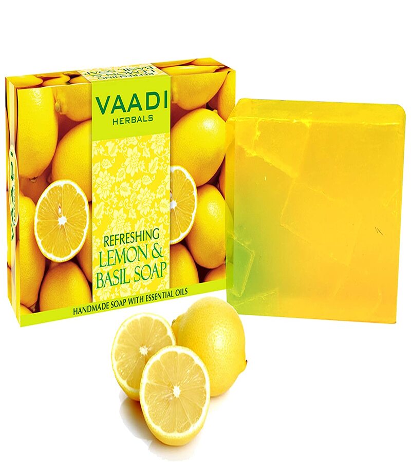 Vaadi Herbals + soaps + liquid handwash + Refreshing Lemon and Basil Soap + Pack of 12 + online