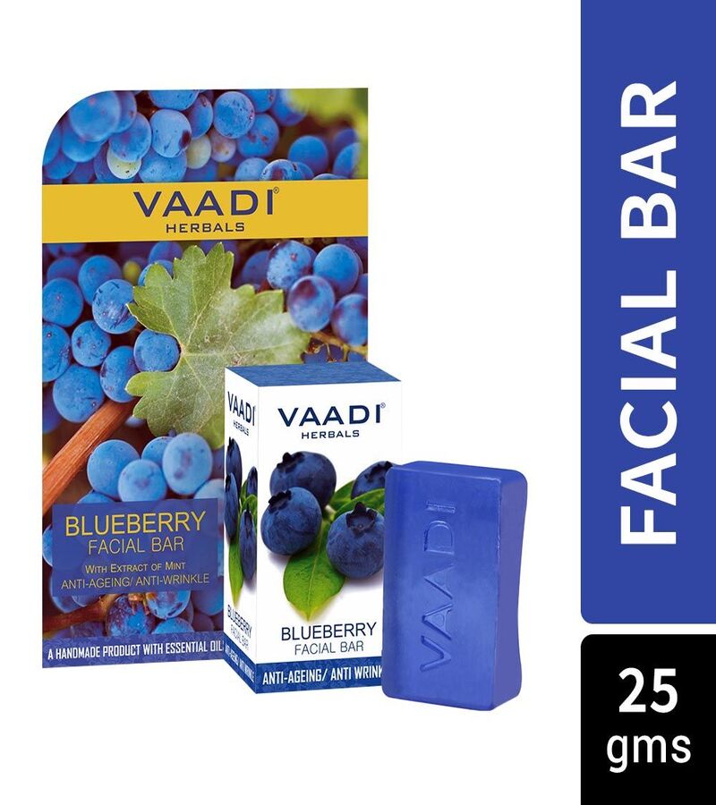 Vaadi Herbals + soaps + liquid handwash + Blueberry Facial Bar with Extract of Mint + 25g + shop