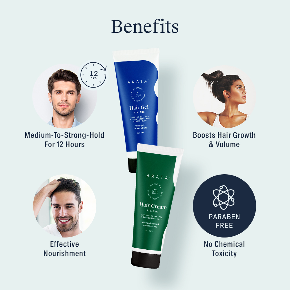 Buy Arata Natural Hair Styling Combo with Hair Gel & Hair Cream for Men & Women 100ml on Zoobop at best prices Buy Arata Natural Hair Styling Combo with Hair Gel & Hair Cream for Men & Women 100ml on Zoobop at best prices